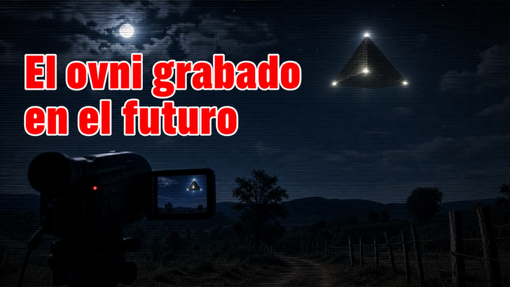 Una videocámara graba un objeto piramidal luminoso en el cielo nocturno