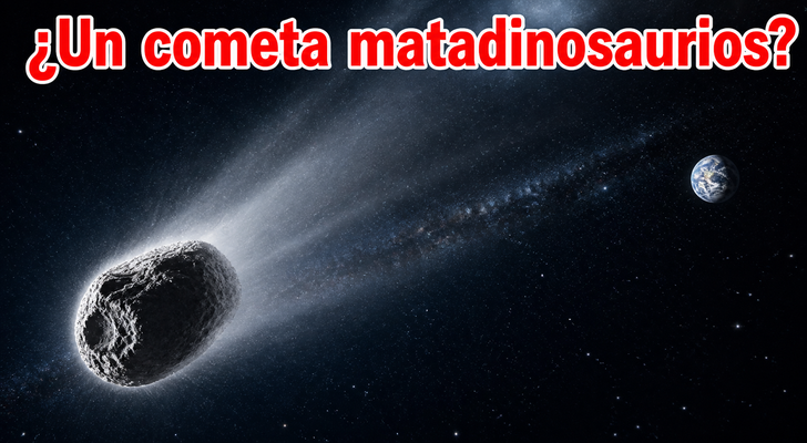 El cometa Tempel 2 y la Tierra bajo el título ¿Un cometa matadinosaurios?