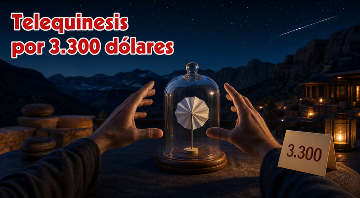 Rueda de papel bajo cristal durante una supuesta demostración de telequinesis